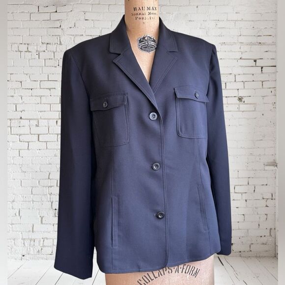 Vintage JM Collection Navy Women's 3 button single breasted Blazer size 14 - Picture 1 of 13